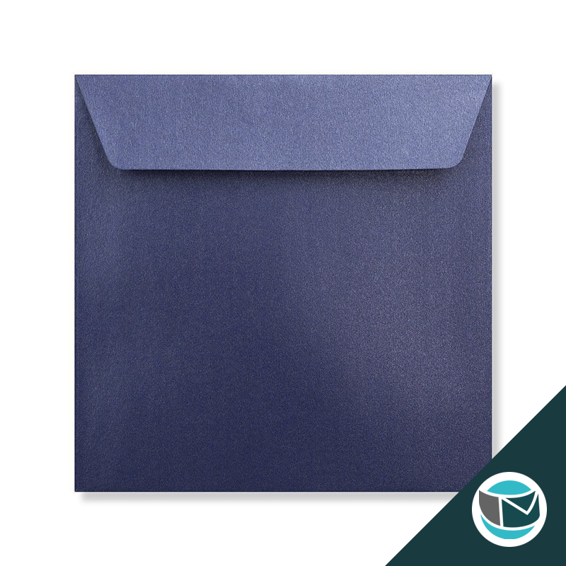 Parelmoer Envelop - 155x155 mm- Blauw Strip 120 grams