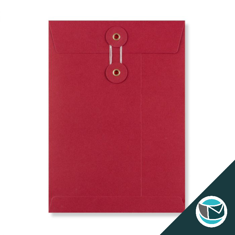 Envelop met Japanse Sluiting - 229x162x25 mm (C5) - Rood (incl. Zijvouw)