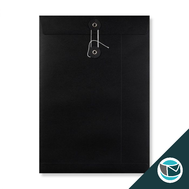 Envelop met Japanse Sluiting - 324x229x25 mm (C4) - Zwart (incl. Zijvouw)