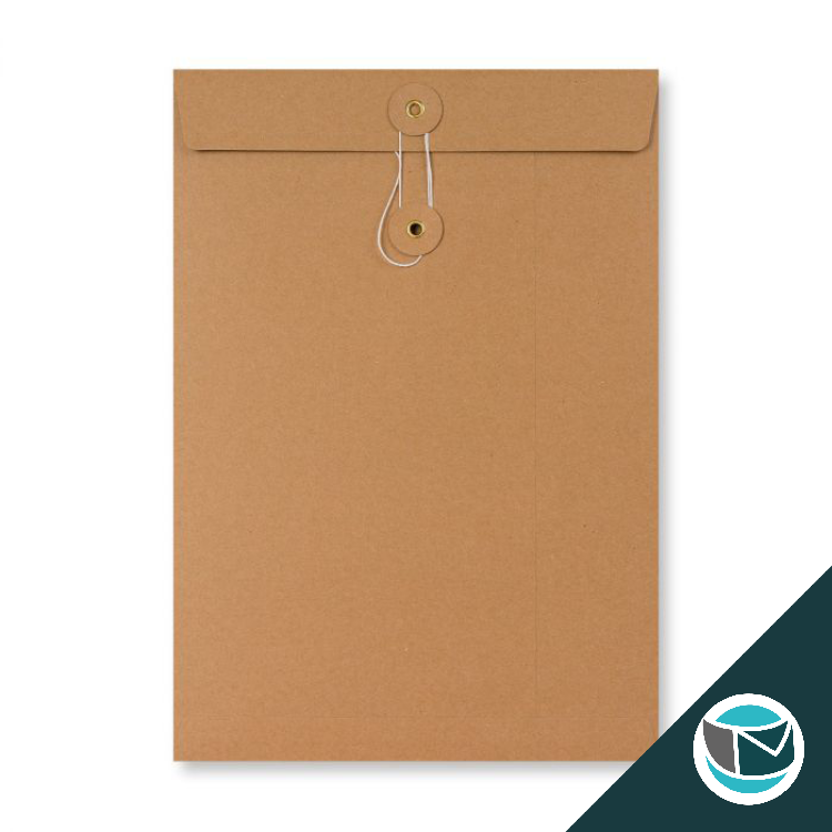 Envelop met Japanse Sluiting - 324x229x25 mm (C4) - Bruin (incl. Venster + Zijvouw)