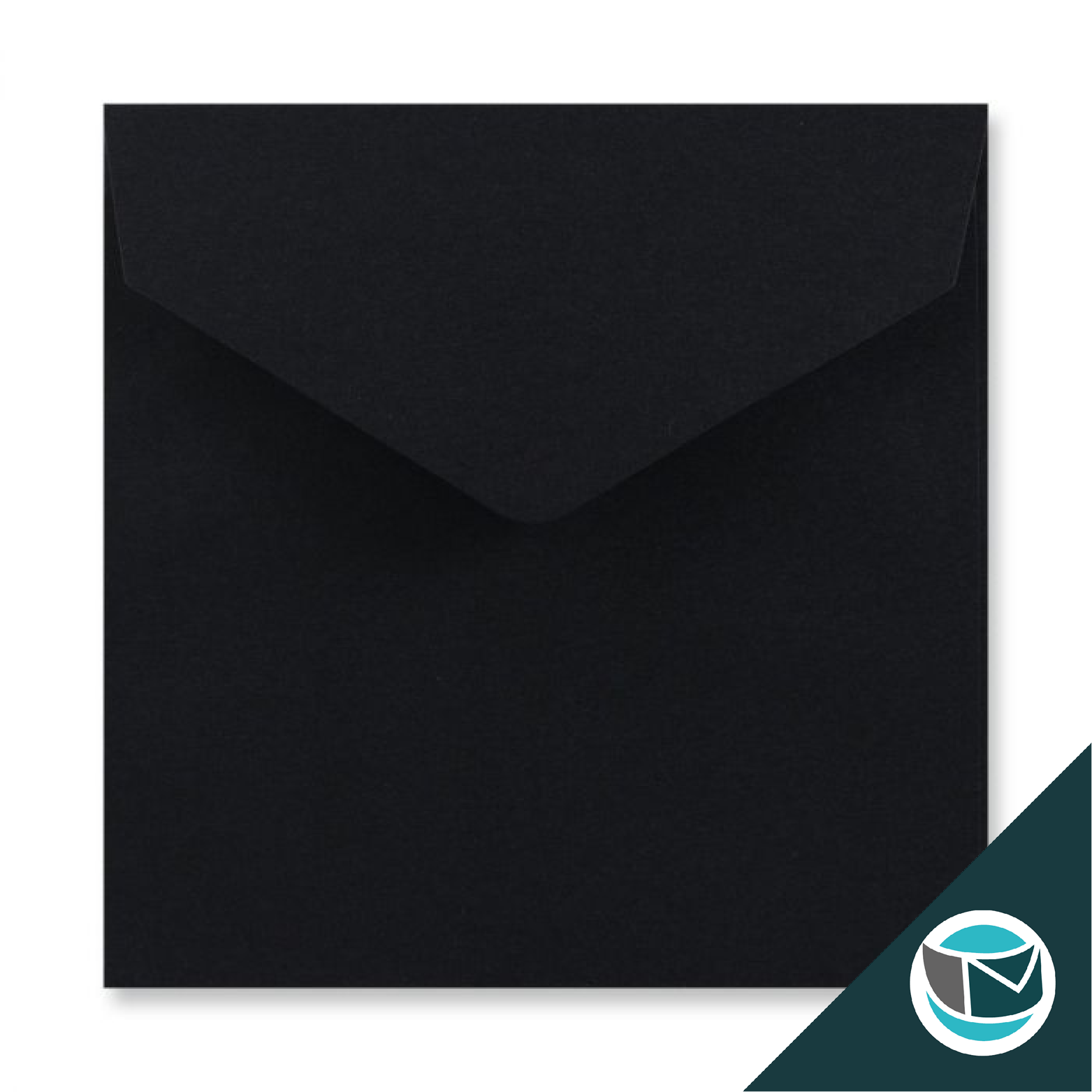 Wenskaart Envelop met Puntklep Strip - 155x155 mm - Zwart