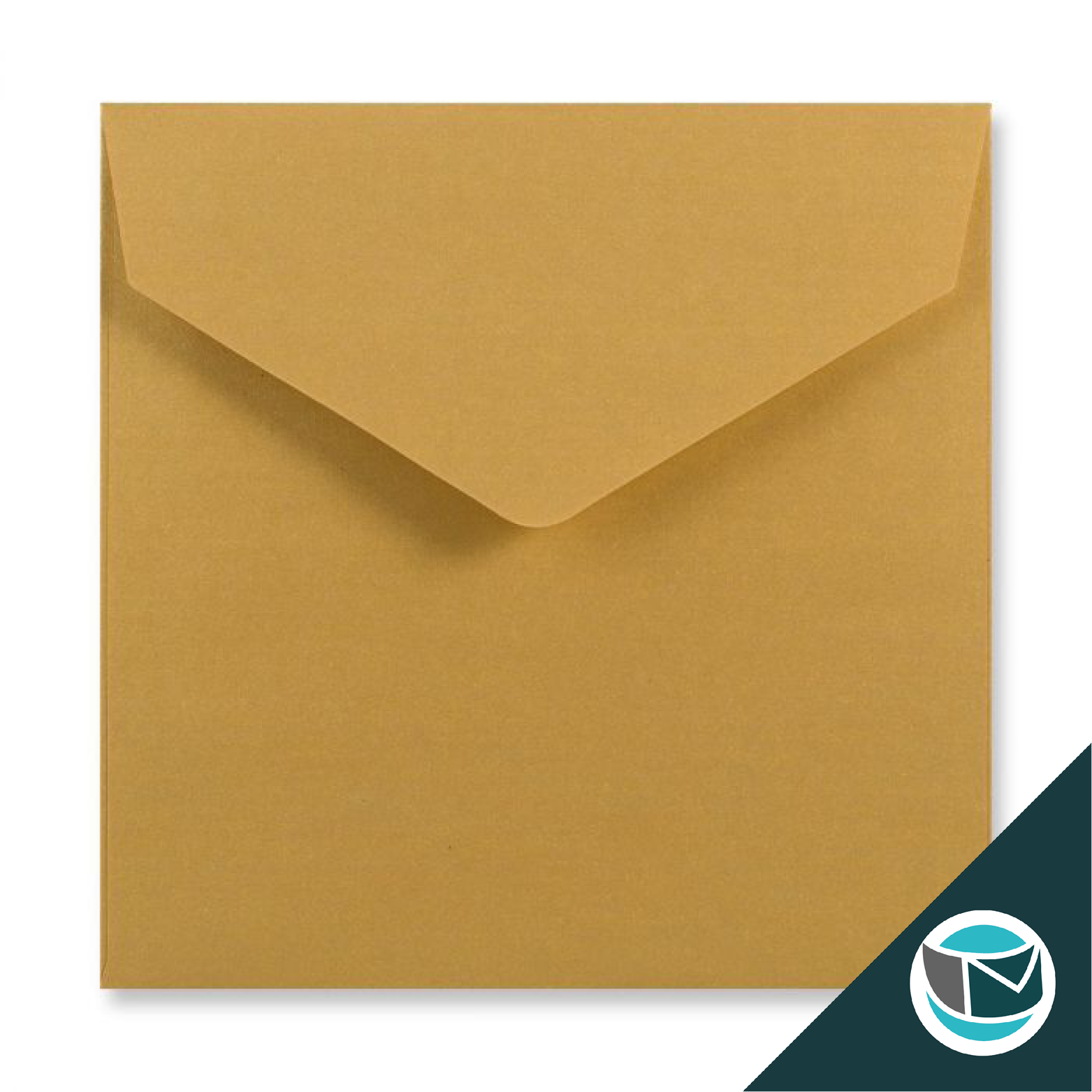 Wenskaart Envelop met Puntklep Strip - 155x155 mm - Goud