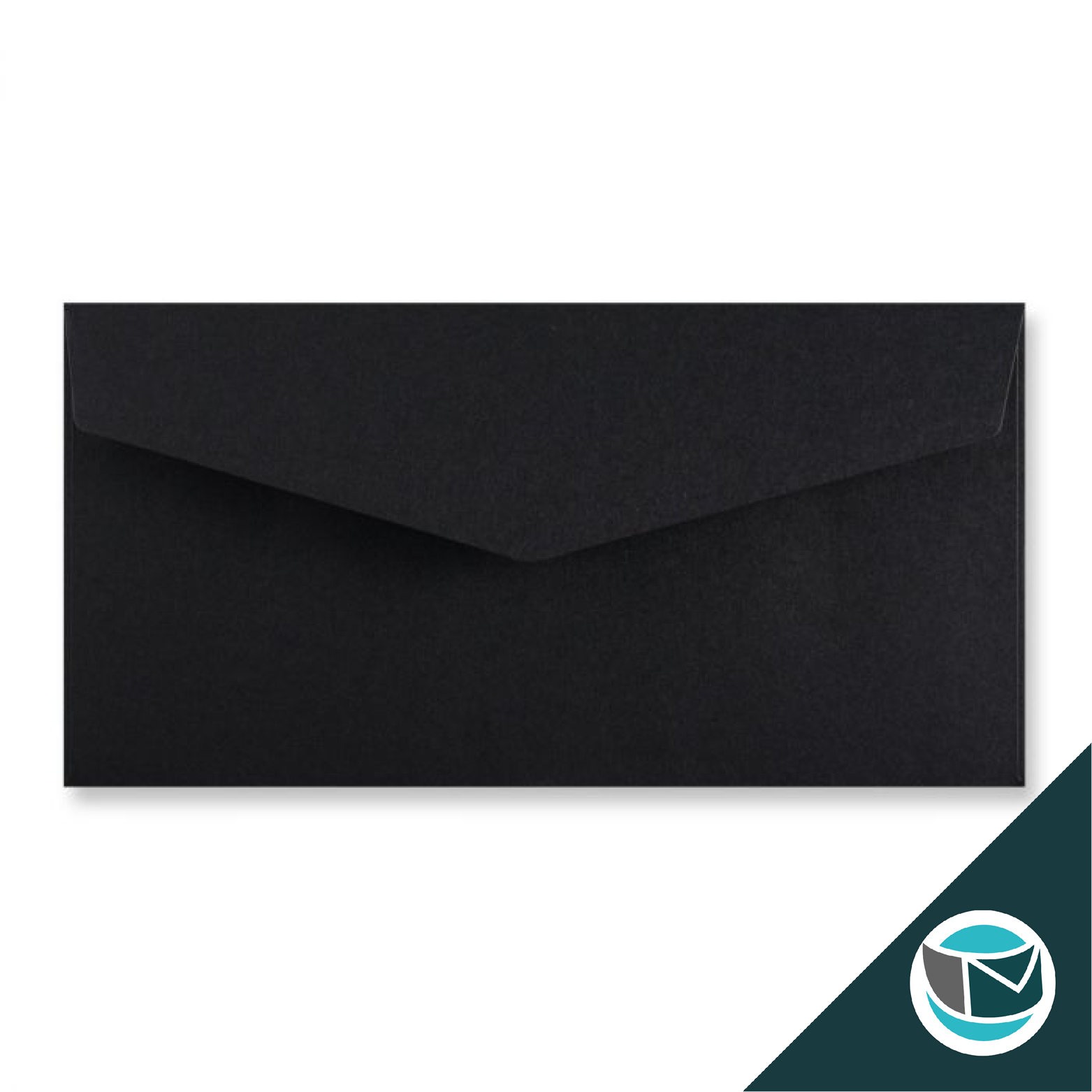 Wenskaart Envelop met Puntklep Strip - 110x220 mm (DL) - Zwart