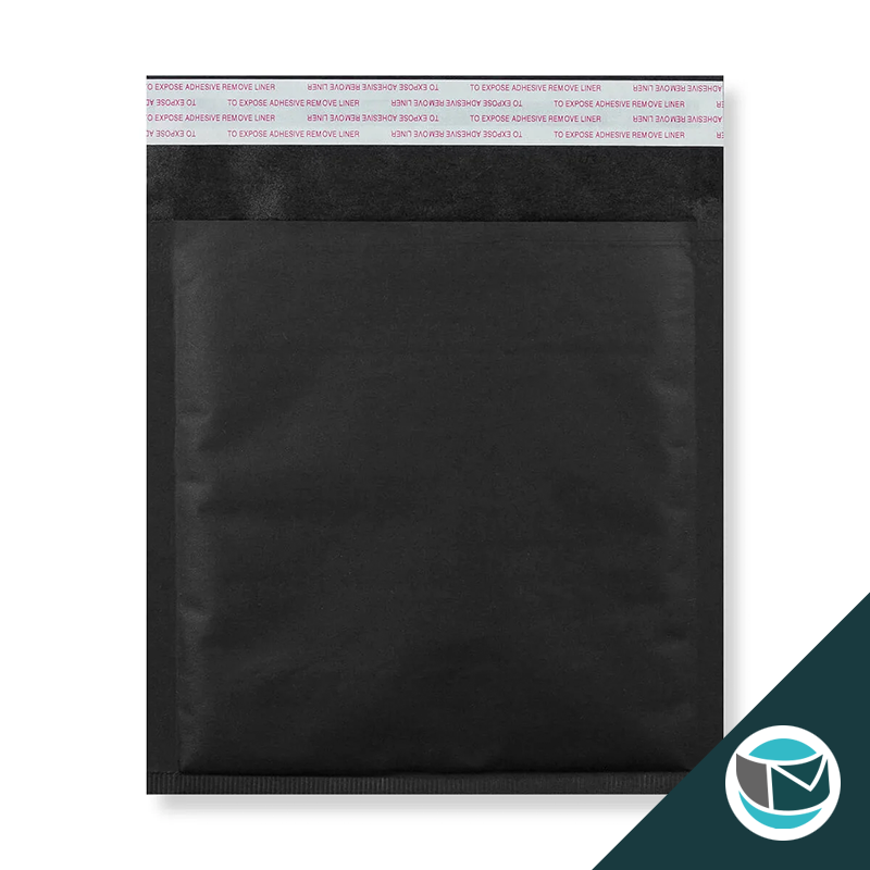 Kraft luchtkussen envelop met strip - 165x165 mm - Zwart