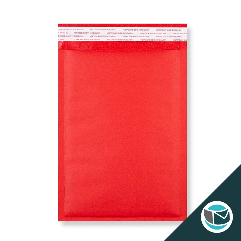 Kraft luchtkussen envelop met strip - 350x250 mm - Rood