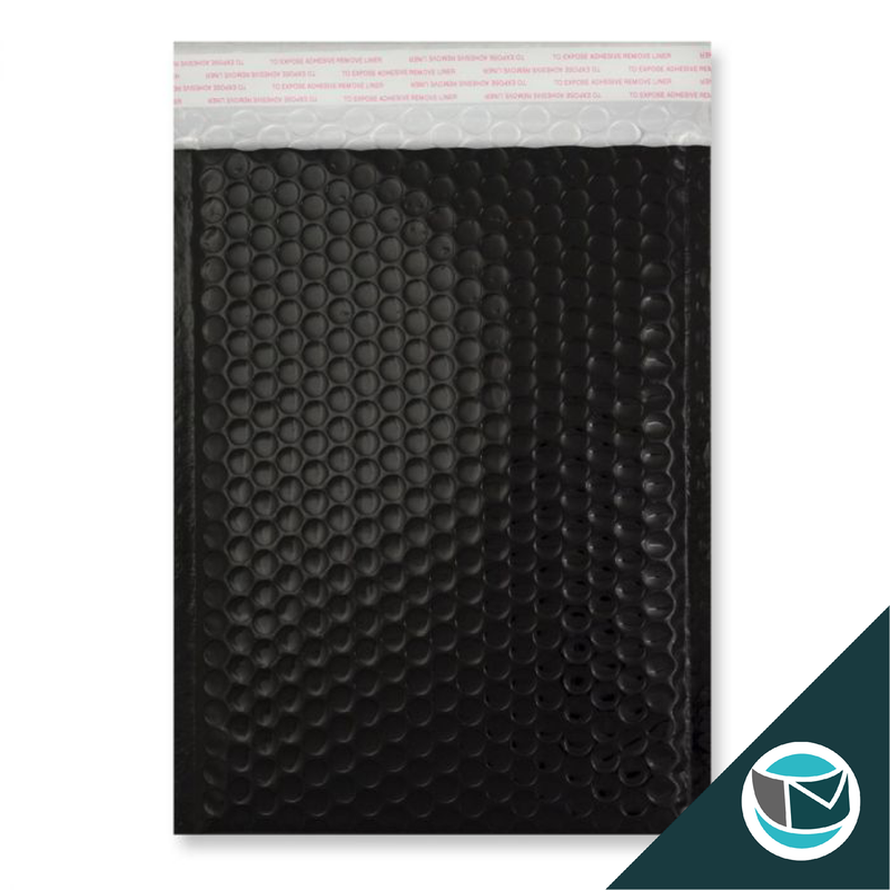 Metallic Luchtkussen Envelop - 250x180 mm - Zwart
