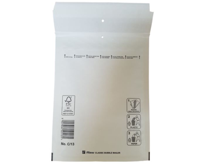 FSC Papier: Witte luchtkussen envelop C-13 tearstrip ( A5), binnenmaat in MM: 150 x 215, is brievenbus geschikt