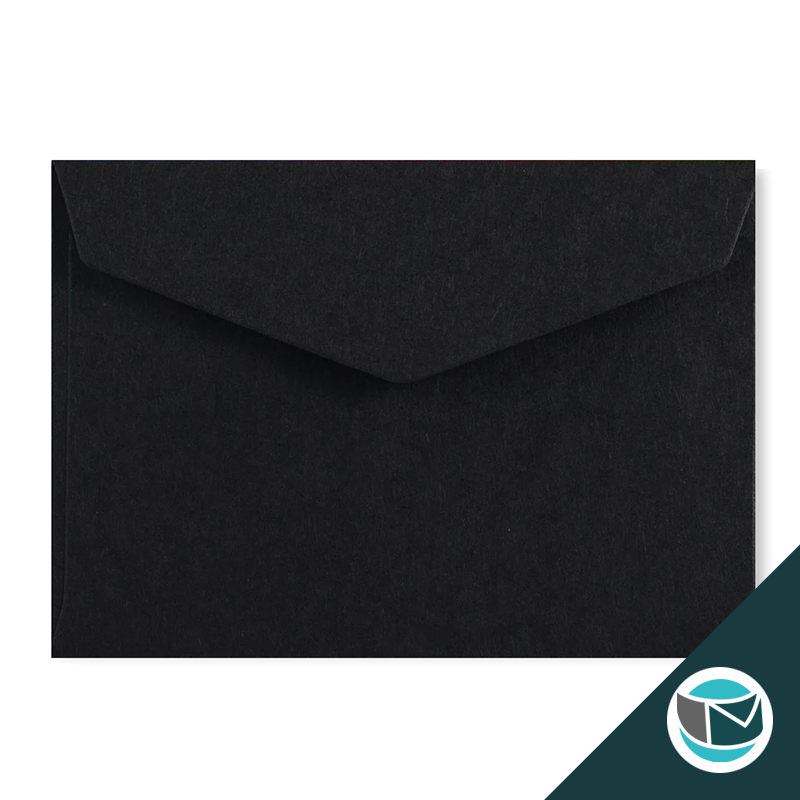 Wenskaart Envelop met Puntklep Strip - 62x94 mm - Zwart