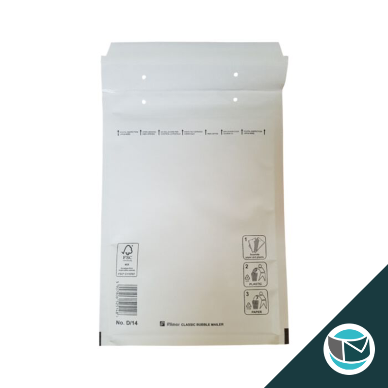 FSC Papier - Witte luchtkussen envelop D-14 tearstrip (A5+), binnenmaat 180x265mm