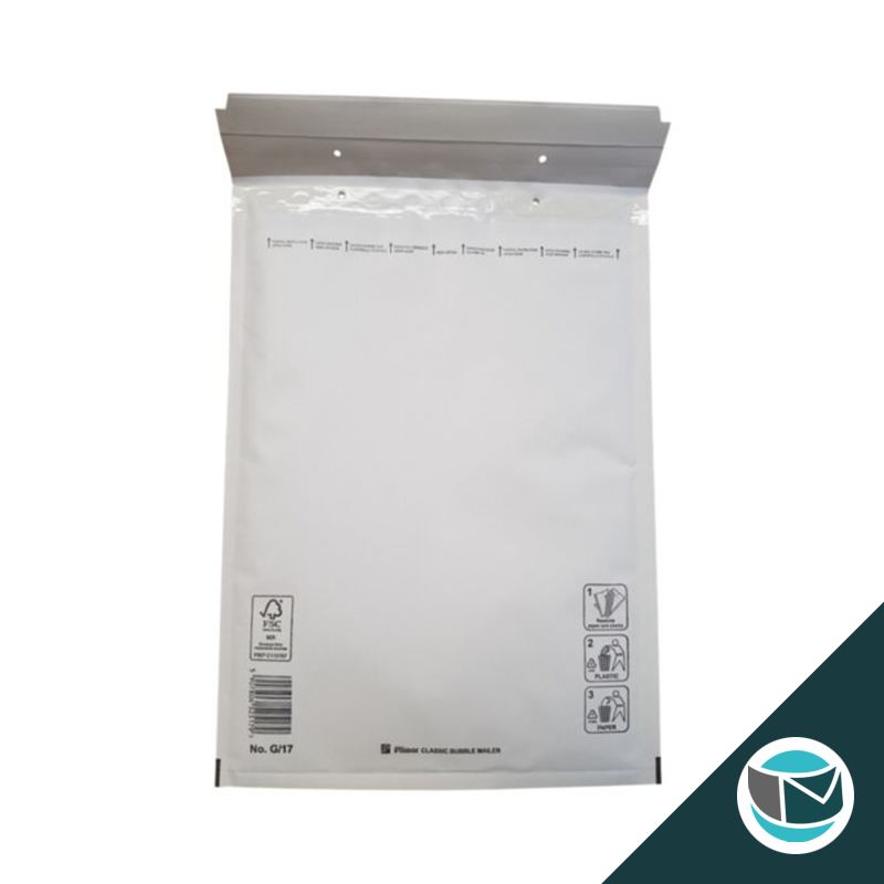 FSC Papier - Witte luchtkussen envelop G-17 tearstrip (A4+), binnenmaat 230x340mm