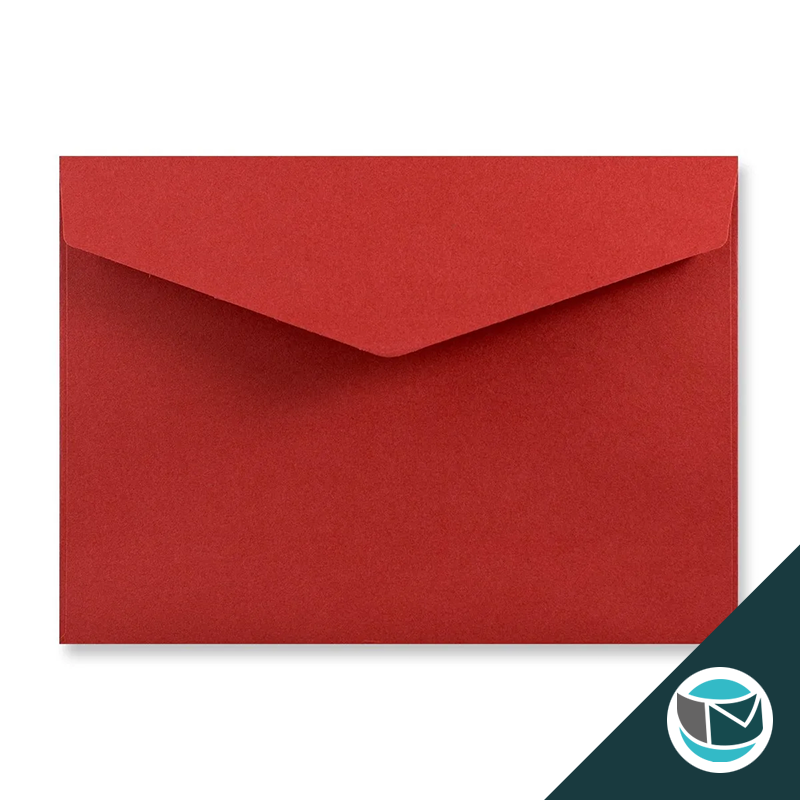 Wenskaart Envelop met Puntklep Strip - 114x162 mm (C6)  - Donkerrood
