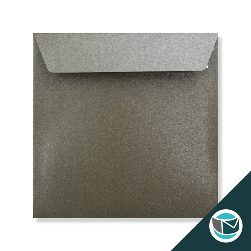 Parelmoer Envelop - 155x155 mm  - Donkerzilver 120 grams