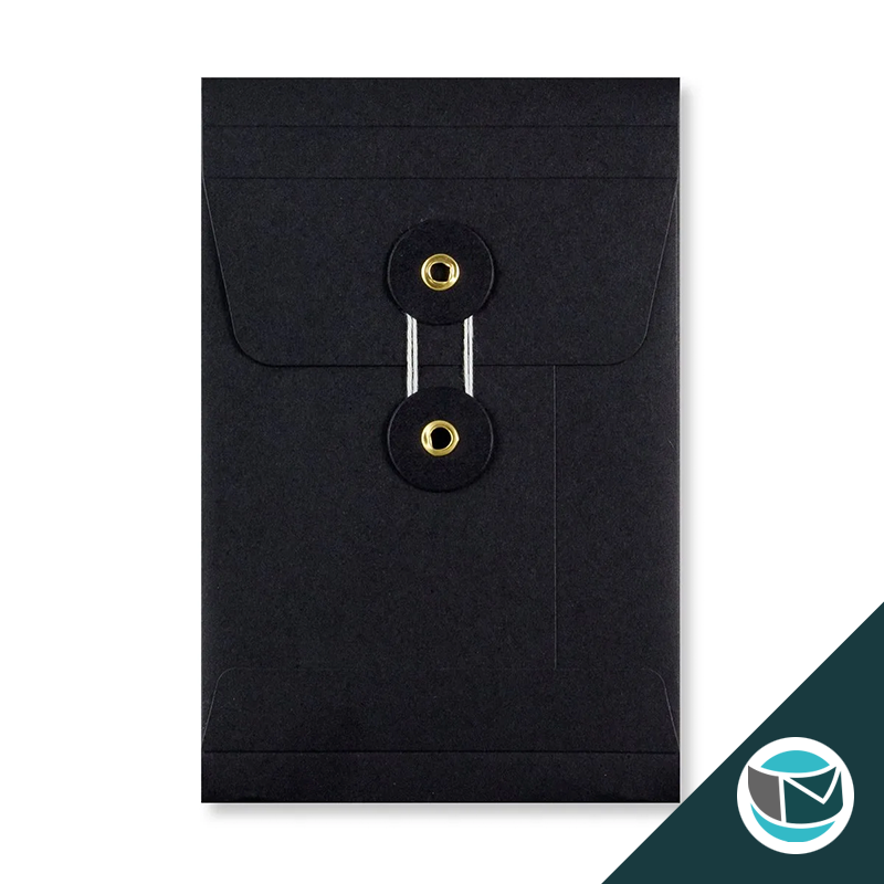 Envelop met Japanse Sluiting - 162x114x25 mm (C6) - Zwart (incl. Zijvouw)