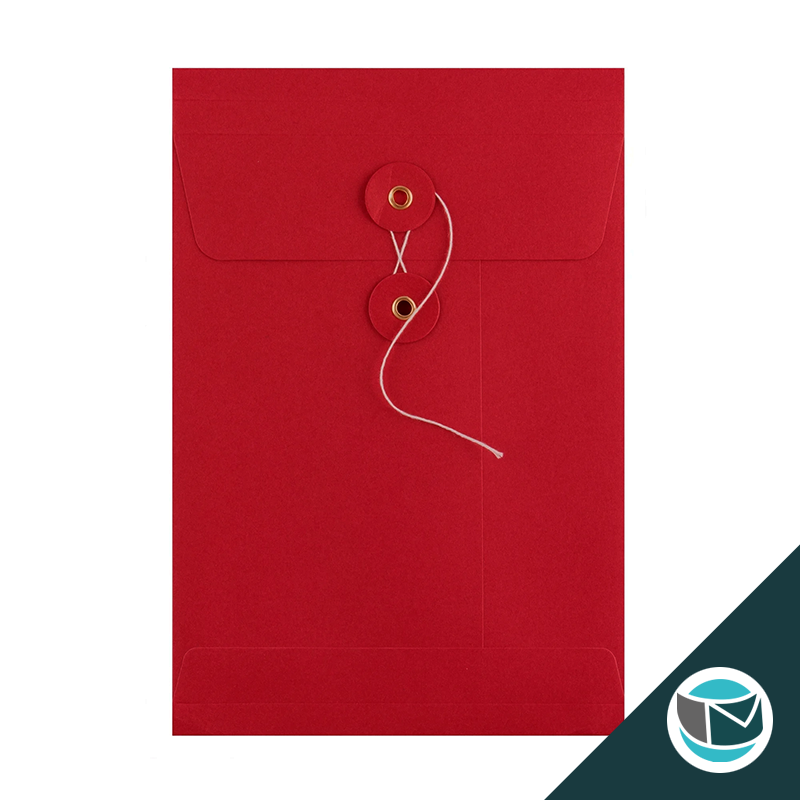 Envelop met Japanse Sluiting - 229x162x25 mm (C5) - Rood (incl. Zijvouw)