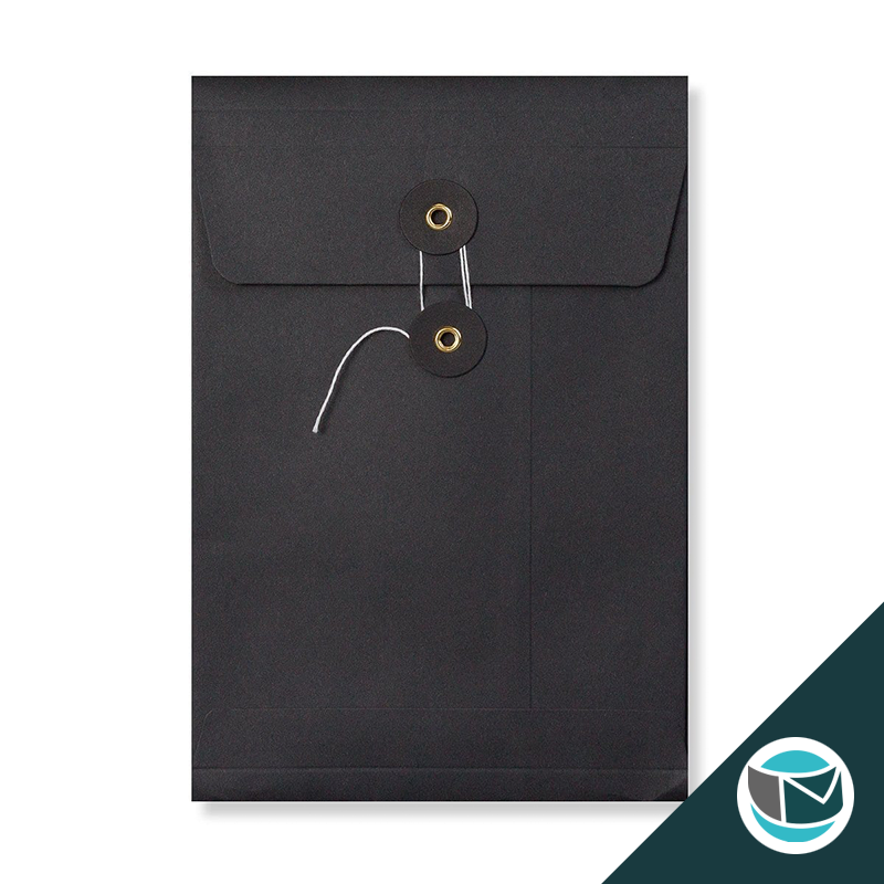 Envelop met Japanse Sluiting - 229x162x25 mm (C5) - Zwart (incl. Zijvouw)
