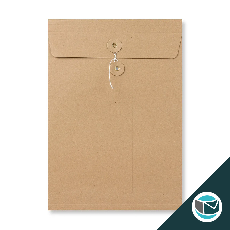 Envelop met Japanse Sluiting - 324x229x25 mm (C4) - Bruin (incl. Venster + Zijvouw)
