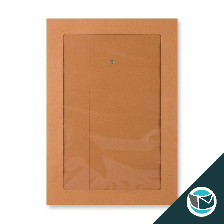 Envelop met Japanse Sluiting - 324x229 mm (C4) - Bruin (Venster)