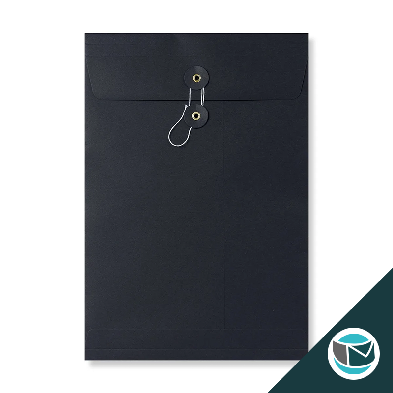 Envelop met Japanse Sluiting - 324x229x25 mm (C4) - Zwart (incl. Zijvouw)