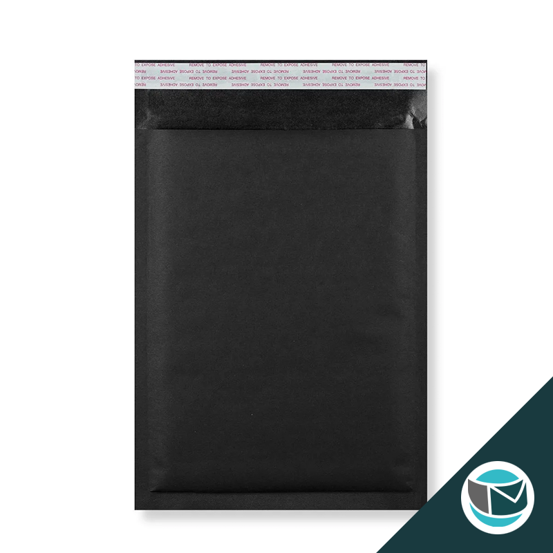 Kraft luchtkussen envelop met strip - 350x250 mm - Zwart