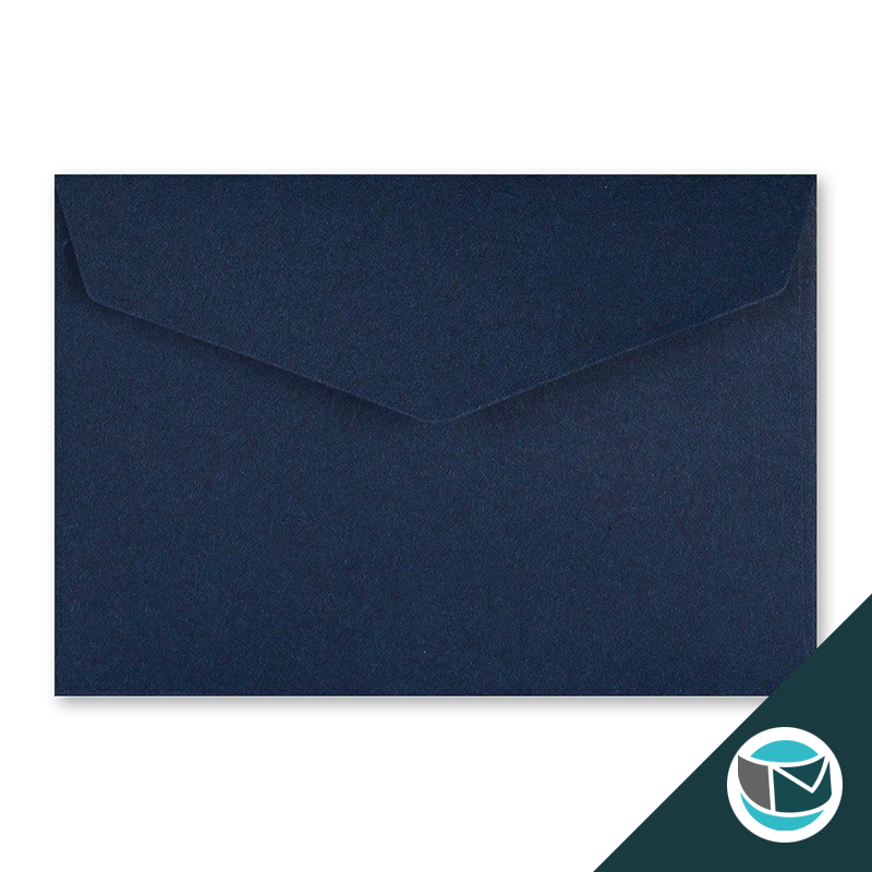 Wenskaart Envelop met Puntklep Strip - 62x94 mm   - Marine Blauw