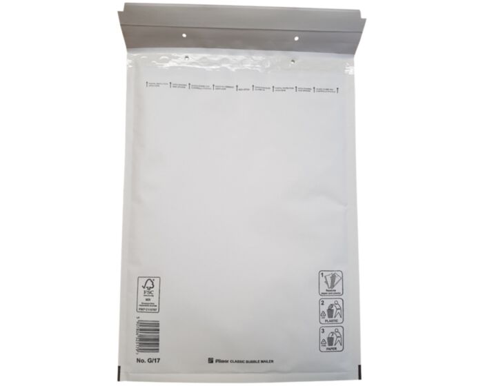 FSC Papier: Witte luchtkussen envelop G-17 tearstrip (A4+), binnenmaat in MM: 230 x 340, is brievenbus geschikt