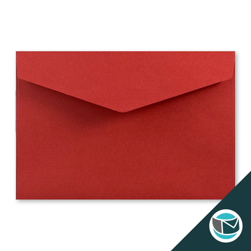 Wenskaart Envelop met Puntklep Strip - 62x94 mm  - Donkerrood