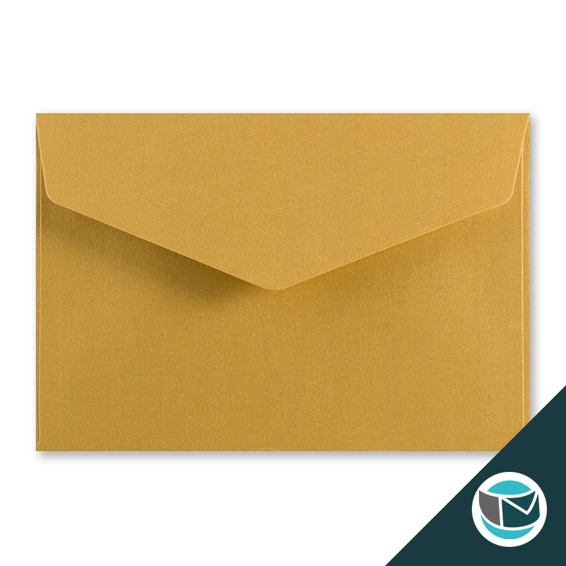 Wenskaart Envelop met Puntklep Strip - 62x94 mm  - Goud