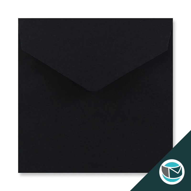 Wenskaart Envelop met Puntklep Strip - 170x170 mm  - Zwart