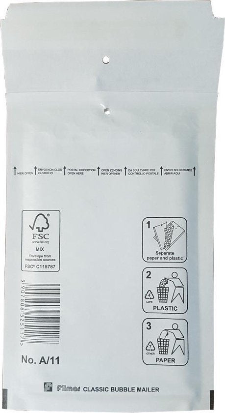 FSC Papier: Witte Luchtkussen 175x200mm wit Strip CD, is brievenbus geschikt.